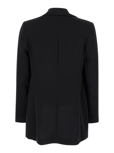 Plain Black Open Jacket In Technical Fabric Woman In Black