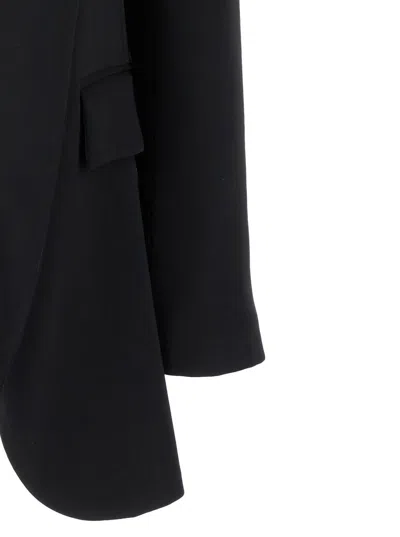 Plain Black Open Jacket In Technical Fabric Woman In Black
