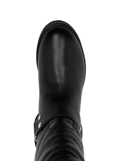 Twinset Twin-set Smooth Grain Leather Mid-calf Boots In Black