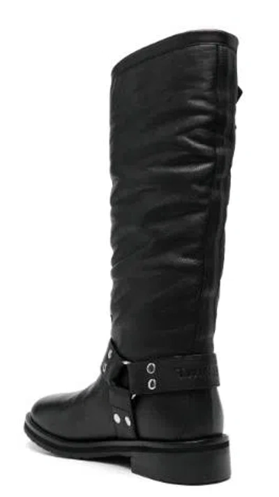 Twinset Twin-set Smooth Grain Leather Mid-calf Boots In Black