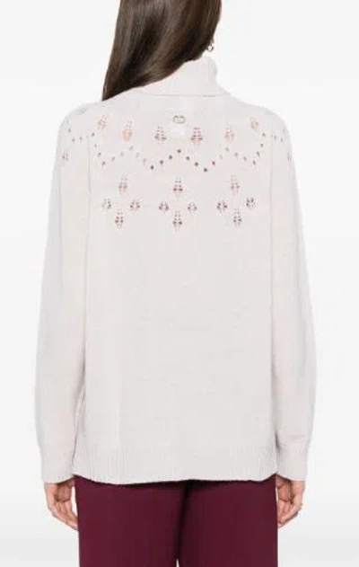 Twinset Roll-neck Lurex Jumper In Neve/oro