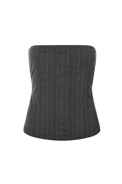 Fw24 Libra Corset In Pinstripe Wool