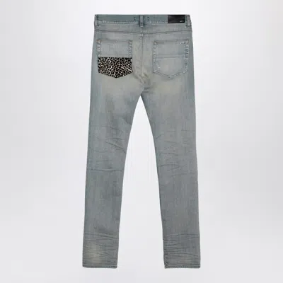 Amiri Mx1 Distressed Leopard Panel Skinny Jeans