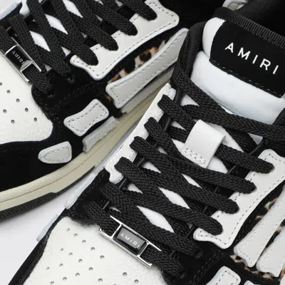Amiri Leopard Print Goat Leather Sneakers With Perforated Detail