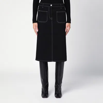 Courrèges Denim Midi Skirt In Black
