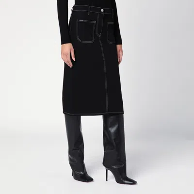 Courrèges Denim Midi Skirt In Black