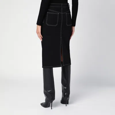 Courrèges Denim Midi Skirt In Black