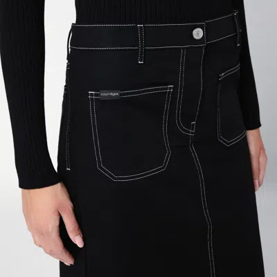Courrèges Denim Midi Skirt In Black