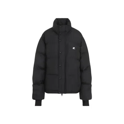 Courrèges Logo-embroidered Puffer Jacket In Black