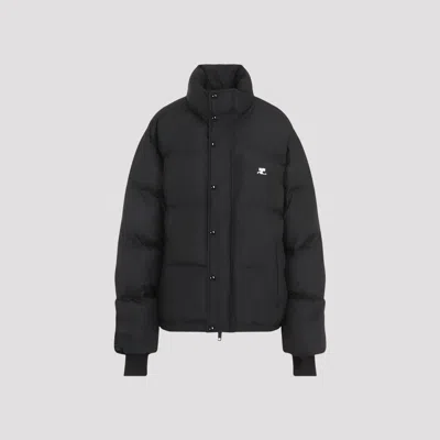 Courrèges Logo-embroidered Puffer Jacket In Black