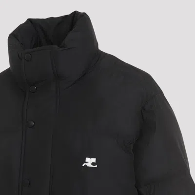Courrèges Logo-embroidered Puffer Jacket In Black