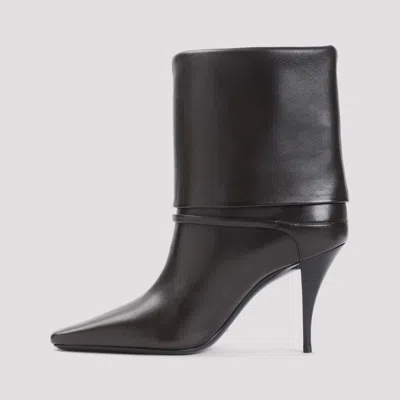 Saint Laurent Niki Smooth Leather Ankle Boots Shoes In Black