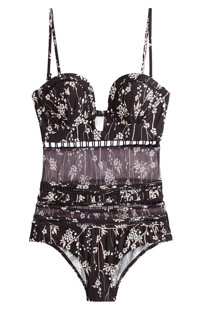 Zimmermann Printed Swimsuit With Sheer Panel In Multicolored