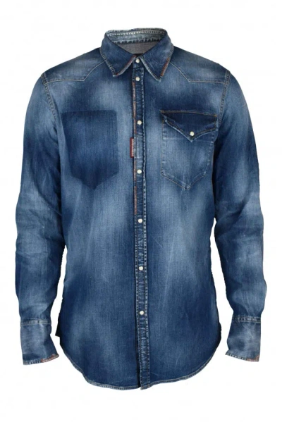 Dsquared2 Pocket Patch Denim Shirt In Blue