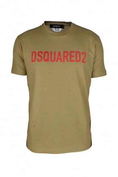 Dsquared2 Man T-shirt Camel Size Xl Cotton In Cream