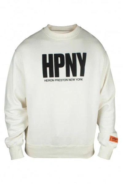 Heron Preston Flocked Logo Cotton Sweatshirt In White