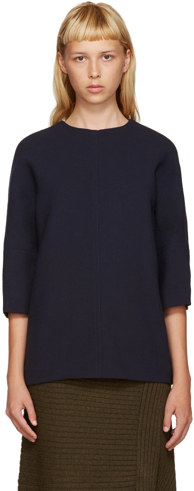 Marni Navy Wool Blouse In Blue
