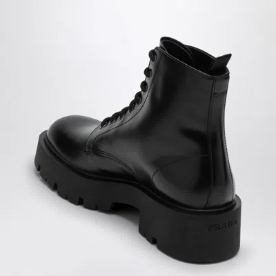 Prada Brushed Leather Ankle Boot For Men In Black