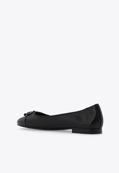 Tory Burch Cap-toe Bow Embellished Ballet Flats In Black