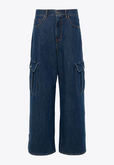 P.a.r.o.s.h Cigan Wide Cargo Denim Pants In Denim