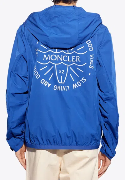 Moncler Clapier Printed Rain Jacket In Blue
