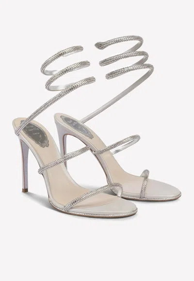 René Caovilla Cleo 105 Crystal Embellished Sandals In Gray