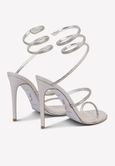 René Caovilla Cleo 105 Crystal Embellished Sandals In Gray