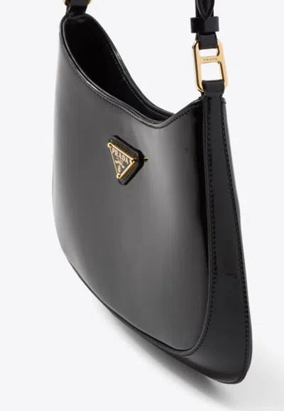 Prada Cleo Patent Leather Shoulder Bag In Black