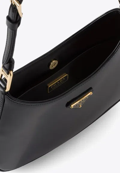 Prada Cleo Patent Leather Shoulder Bag In Black