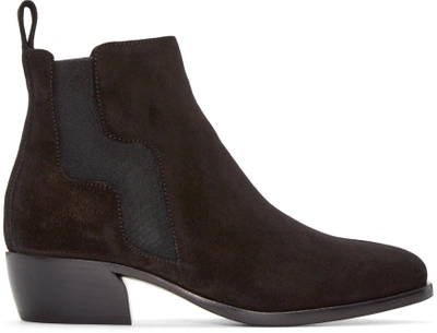 Shop Pierre Hardy Black Suede Ankle Boots