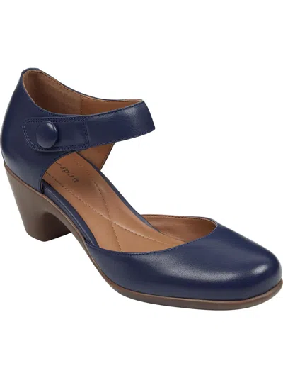 Easy Spirit Clarice Womens Cushioned Footbed Block Heel Mary Jane Heels In Blue