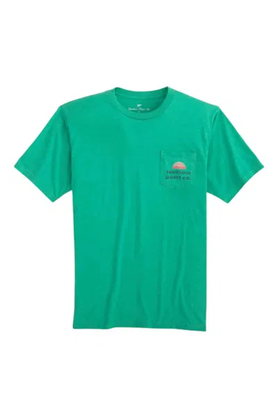 Southern Point Co. Men's Sunset Palm Tee In Washed Jade In Green
