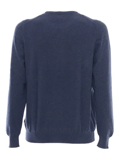 Fedeli Cotton Crew Neck Sweater In Blue