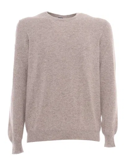 Fedeli Crew-neck L/s Knitted Sweater Man In Beige