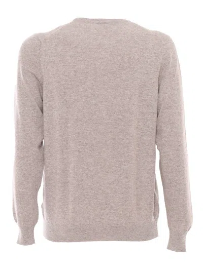 Fedeli Crew-neck L/s Knitted Sweater Man In Beige
