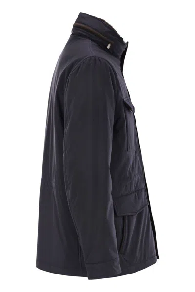 Fedeli Long-sleeved Cotton Jacket In Blue