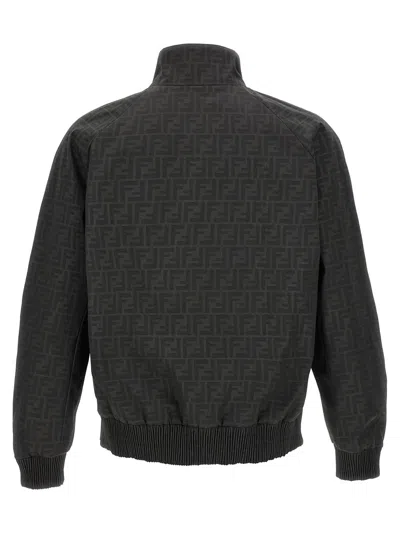 Fendi Embroidered Polyester Blend Bomber Jacket In Black