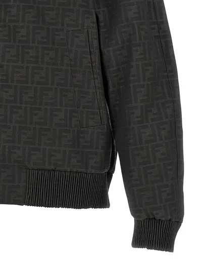 Fendi Embroidered Polyester Blend Bomber Jacket In Black