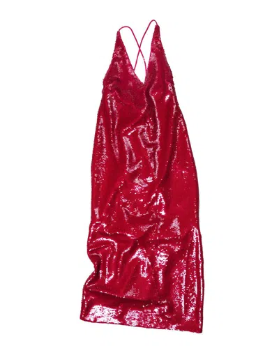 Ganni Sequin-embellished Midi Dress In Cherry