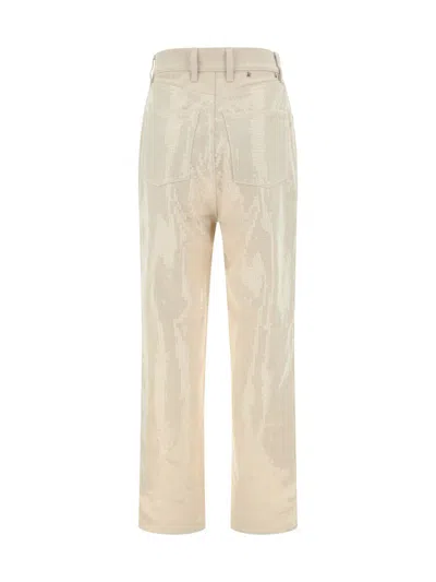 Golden Goose Trousers With Transparent Sequins Écru In Beige