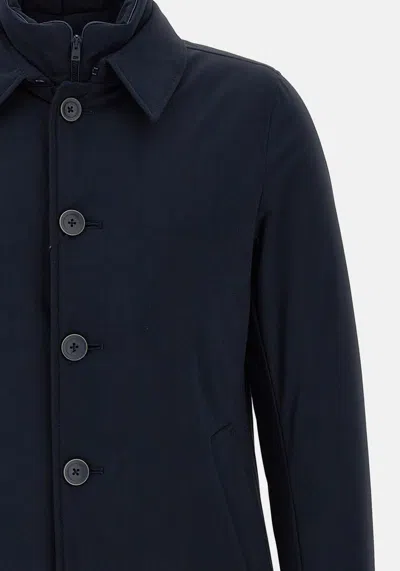 Herno Technical Polyamide With Goose Down Padding Down Jacket In Blue