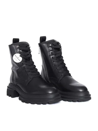 Hogan H674 Combat Boots In Black