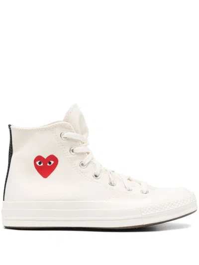 Comme Des Garçons Play X Converse Small Red Heart High-top Sneakers Shoes In White