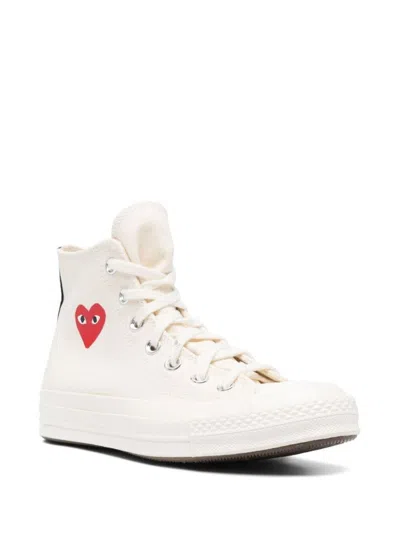 Comme Des Garçons Play X Converse Small Red Heart High-top Sneakers Shoes In White