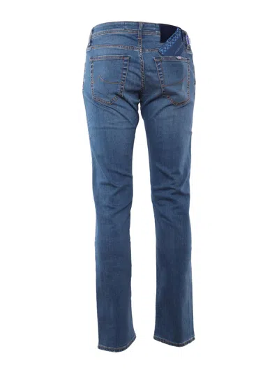 Jacob Cohen Denim Trousers With Belt Loops And Contrast Stitching In Multicolor