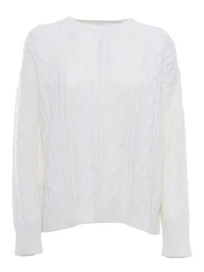 Kangra Cashmere Braided Crewneck Sweater In White