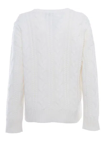Kangra Cashmere Braided Crewneck Sweater In White