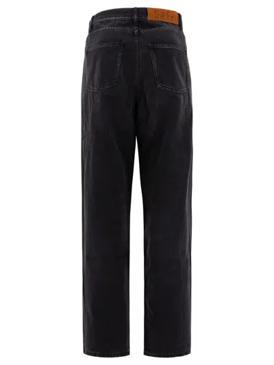 Séfr Washed Wide-leg Jeans In Black