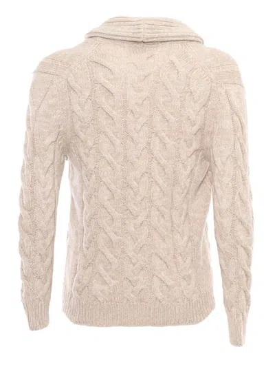 Sette Fili Cashmere Braided Cardigan In Beige