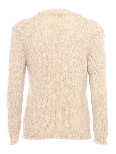 Sette Fili Cashmere Macro Tweed Cardigan Over Fit In Beige